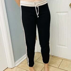Monrow Jogger Pants Black White Striped Casual Gym Workout Lounge Medium